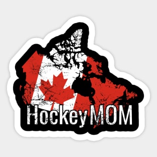 Hockey Mom with Canada and its distressed flag Sticker